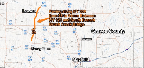 Milling and paving work underway in northern Graves County 