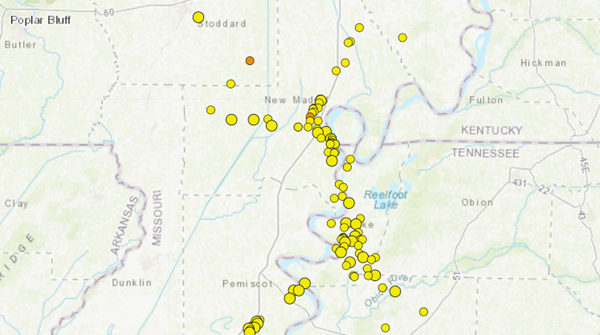 Over 3 dozen earthquakes recorded in west Tennessee since July
