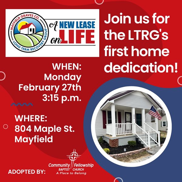 Mayfield recovery group dedicates first restored home for tornado victims