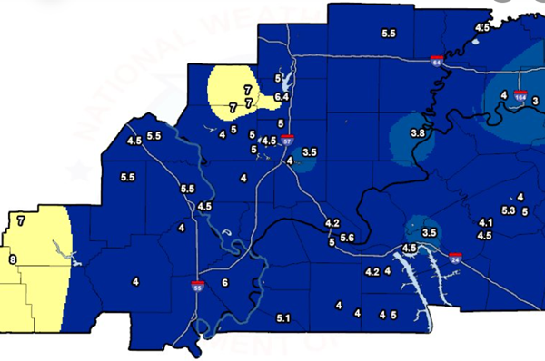Preliminary snow totals from National Weather Service