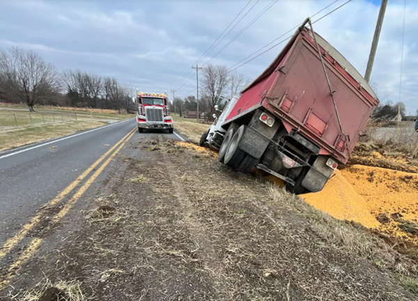 Graves County road restricted after grain truck loses load of corn