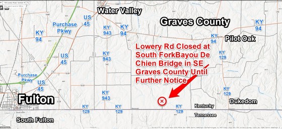 Kentucky, Graves County closed Lowery Road