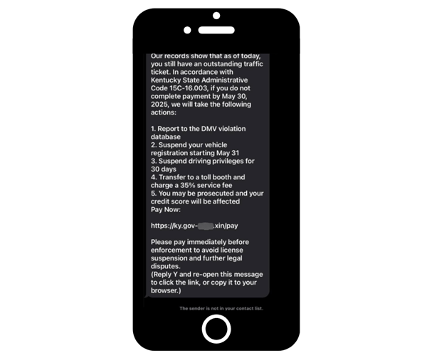 Transportation Cabinet issues text message scam alert