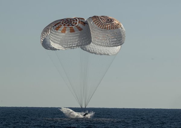 Space station astronauts splash down in SpaceX capsule