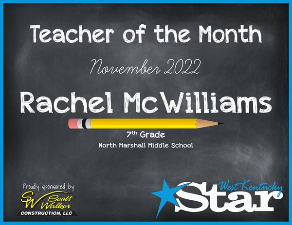 North Marshall's McWilliams is Teacher of the Month