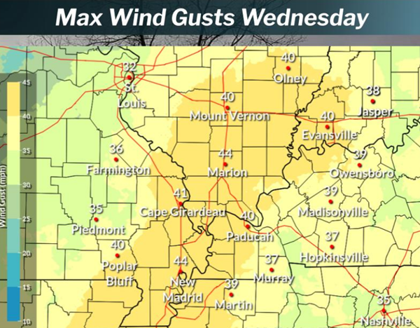 More wind, record highs, possible storms Wednesday