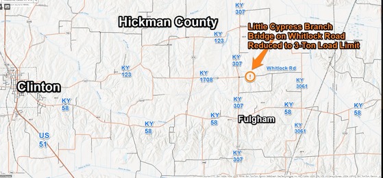 Load limit lowered at Little Cypress bridge in Hickman County