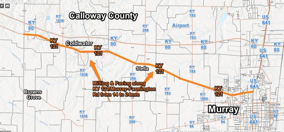 Paving work on KY 121 in Calloway County begins today