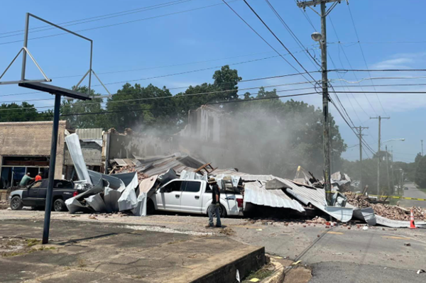 Building being torn down collapses in downtown Clinton