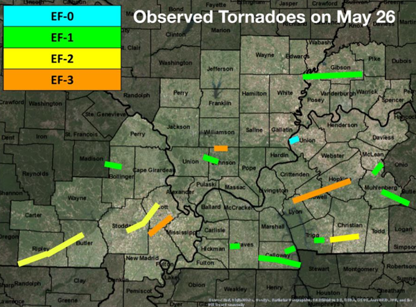 NWS final report: 16 tornadoes were on the ground for 255 miles