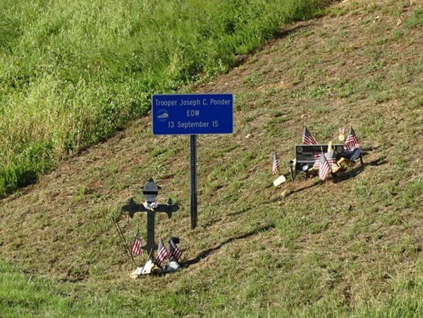 Troopers remember Cameron Ponder in roadside ceremony