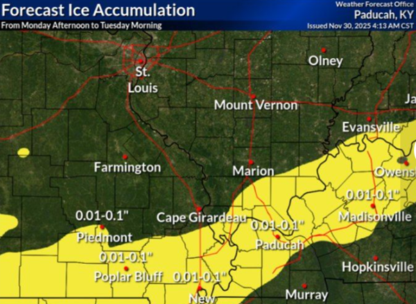 Winter weather advisory for snow and ice issued for Monday night