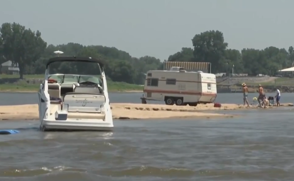 Stranded camper on Ohio River goes under